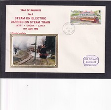 Ilha de Man 1993 Trem a Vapor em Ferrovia Elétrica 1º Dia Temporada Enseada Especial comprar usado  Enviando para Brazil
