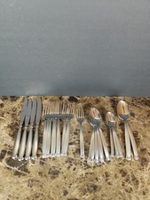Oneida Rattan Cetim 25 Peças Conjunto de Talheres Faca Garfo de Jantar Salada Sopa Colher Lote comprar usado  Enviando para Brazil