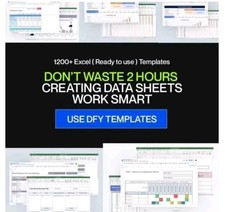 1200 modelos de Excel prontos para uso negócios, finanças, gerenciamento de projetos , usado comprar usado  Enviando para Brazil