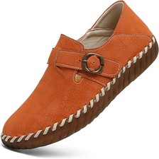 Mocassim feminino de couro com fivela de biqueira redonda conforto macio sapato sem salto para caminhada, usado comprar usado Mocassim feminino de couro com fivela de biqueira redonda conforto macio sapato sem salto para caminhada, usado comprar usado  Enviando para Brazil