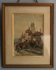 Aquarelle château rivière d'occasion  Marseille X