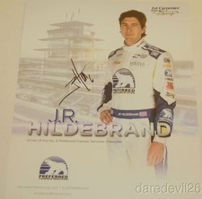 Cartão postal Chevy Indy 500 2016 assinado por J.R. Hildebrand Preferred Freezer Services, usado comprar usado  Enviando para Brazil