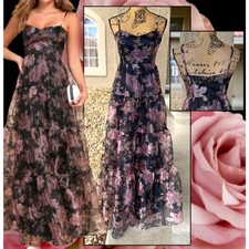 Vestido maxi Lulus preto floral organza em camadas exclusivo glamour tamanho G comprar usado  Enviando para Brazil