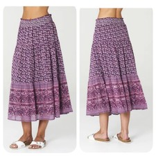 Saia de algodão indiana com estampa de bloco MABE boho hippie étnica carvalho tamanho XS 8 10 12 verão comprar usado  Enviando para Brazil
