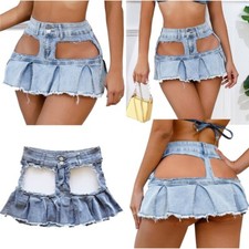 Mini skatista plissada feminina com babados cintura baixa jeans bodycon saia jeans casual comprar usado  Enviando para Brazil