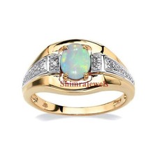 Pedra preciosa opala fogo natural com anel de prata banhado a ouro 18k masculino #1099, usado comprar usado  Enviando para Brazil