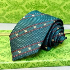 Gravata de seda jacquard sarja verde masculina Gucci Bee, usado comprar usado  Enviando para Brazil