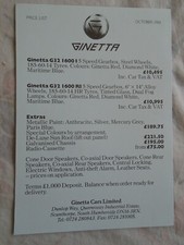 Ginetta price list d'occasion  Expédié en Belgium