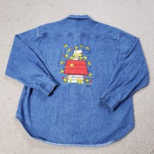 Usado, Camisa jeans vintage Peanuts XL Snoopy Woodstock bordada fofa demais EUA comprar usado  Enviando para Brazil