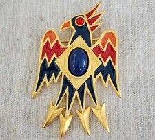 Usado, BROCHE VINTAGE BOB MACKIE ASTECA BROCHE ESTILIZADO PÁSSARO METAL ESMALTE FÊNIX 2,5" PLUS comprar usado  Enviando para Brazil