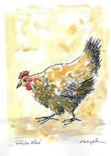 Poule coq aquarelle d'occasion  Gagny