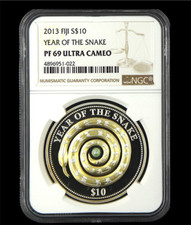 Moeda comemorativa 2013 FIJI S$10 ANO DA COBRA NGC PF 69 ULTRA CAMEO comprar usado  Enviando para Brazil
