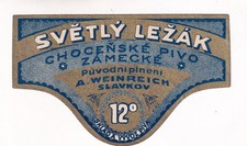 1930 A. WEINREICH PIVOVARY, SLAVKOV, CZECHOSŁOWACJA SVELTY LEZAK BEER LABEL na sprzedaż  Wysyłka do Poland