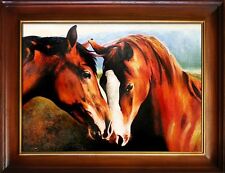 Pferde - Pintura Al Óleo Pintado a Mano Marco Firmado 84x63cm Mural na sprzedaż  PL