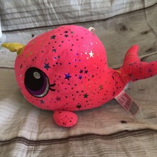 Fiesta NARWHAL rosa neon 14” baleia de pelúcia unicórnio glitter estrelas brilho lua comprar usado  Enviando para Brazil