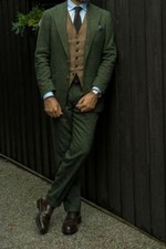 Terno de tweed verde escuro masculino 3 peças vintage formatura noivo smoking terno de casamento personalizado comprar usado  Enviando para Brazil