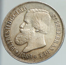 Moeda brasileira antiga de prata 500 Reis 1889 BRASIL com King Dom Pedro II i112027 comprar usado  Enviando para Brazil