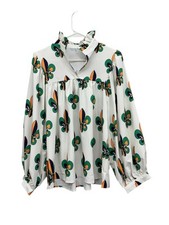 Blusa feminina branca estampada Fleur-De-Lis manga longa tamanho M moda fofa comprar usado  Enviando para Brazil