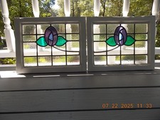 Conjunto de 2 janelas de vidro manchado com chumbo inglês 18 1/4" X 14 3/8" ambas por 1 $$ comprar usado  Enviando para Brazil