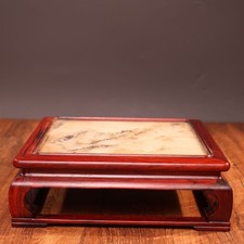 Mesa de chá pequena requintada de mármore incrustada de pau-rosa natural chinesa feita à mão 3130 comprar usado  Enviando para Brazil