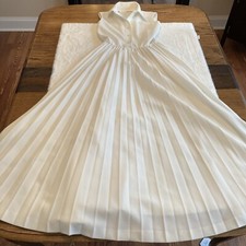 Vestido saia plissada feminino vintage branco sem mangas compridas tamanho em fotos comprar usado  Enviando para Brazil