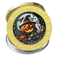 Medalha comemorativa de Halloween abóbora Jack-O'-Lantern moeda colecionável dourada, usado comprar usado  Enviando para Brazil