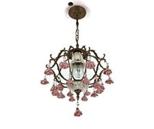 Candelabro pequeno branco porcelana rosa pequenas flores latão 1 luz romântica vintage, usado comprar usado  Enviando para Brazil
