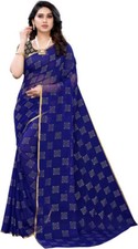 Bollywood Mujer Sari Vestido Fiesta Adornado, Estampado Bollywood Chifón Sari, usado comprar usado  Enviando para Brazil