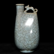 Bolsa pote de couro rachado gelo forno 8,6" chinesa antiga dinastia Song Ru comprar usado  Enviando para Brazil
