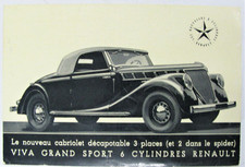Folha de vendas de carros esportivos RENAULT 6 cilindros outubro de 1937 #V.T. Francês 329-3710-R comprar usado  Enviando para Brazil