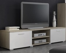 Używany, Szafka RTV 150 cm dąb sonoma - biała, Stolik pod TV na sprzedaż  PL
