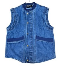 Usado, COLETE JEANS JEANS VINTAGE TAMANHO M ALGODÃO AZUL CULTIVADO ORGANICAMENTE FRENTE DE PRESSÃO FEMININO comprar usado  Enviando para Brazil