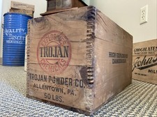 Vintage Dangerous Explosives Crate Trojan Powder Allentown PA Caixa de Madeira Dynamite comprar usado  Enviando para Brazil