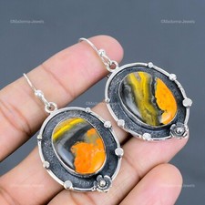 Pendientes colgantes artesanales de jaspe abejorro natural joyería de plata de ley segunda mano  Embacar hacia Mexico