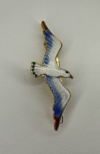 Clip de joyería de pelo de gaviota Cloisonne/esmalte tono dorado/pájaro blanco azul segunda mano  Embacar hacia Mexico