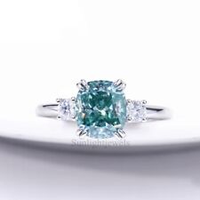 Anel de noivado redondo tratado solitário diamante azul 3,20 quilates brilho certificado 925 comprar usado  Enviando para Brazil
