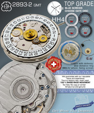 MOVIMENTO AUTOMÁTICO ETA 2893-2 GMT, DECORADO, GLUCYDUR DE GRAU SUPERIOR, PARAFUSO AZUL HH4 comprar usado  Enviando para Brazil