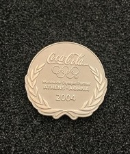 Broche de lapela tom prata anéis olímpicos Atenas Grécia 2004 Coca-Cola - SP0 comprar usado  Enviando para Brazil