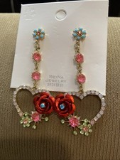 Brincos pendurados femininos flores corações strass coloridos festa festival Kawaii comprar usado  Enviando para Brazil