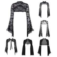 Cardigã feminino gótico manga longa sino transparente gótico encolher de ombros preto steampunk comprar usado  Enviando para Brazil