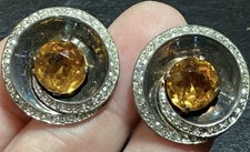Antiga coroa vintage TRIFARI prata esterlina assinada topázio e clipes de sapato de cristal transparente comprar usado  Enviando para Brazil