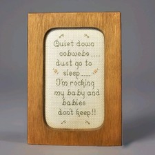 Vintage Anos 80 Personalizado Ponto Cruz BABIES DON'T KEEP Poema Completo 6x4.25, usado comprar usado  Enviando para Brazil