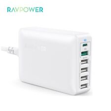 RAVPower 60W, cargador de escritorio de 6 puertos, 1 puerto USB-C, 5 puertos USB-A segunda mano  Embacar hacia Argentina