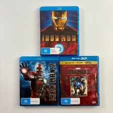 COMO NOVO LOTE DE BLU-RAY 3D TRILOGIA HOMEM DE FERRO 1 2 3 Marvel Studios Robert Downey Jr, usado comprar usado  Enviando para Brazil