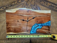 Relógio de parede epóxi resina e madeira para decoração de casa azul rio brilhante 16" feito à mão comprar usado  Enviando para Brazil
