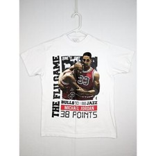 Camiseta masculina Chicago Bulls Flu Game branca média Michael Jordan Scottie Pippen comprar usado  Enviando para Brazil