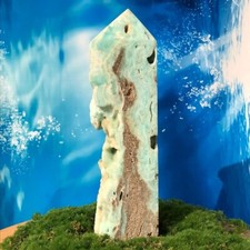 Pedra de cura torre ponto cristal quartzo hemimorfito azul celeste natural 560G, usado comprar usado  Enviando para Brazil