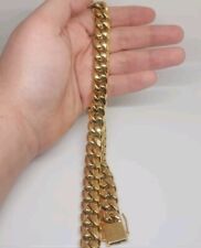 Corrente cubana masculina feminina folheada a ouro 18k | Hip Hop de aço inoxidável 14 mm - 24 polegadas comprar usado  Enviando para Brazil