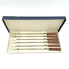 Garfos de fondue-Conjunto de 6-Aço inoxidável-Alças de pau-rosa-Código de cores-Japão comprar usado  Enviando para Brazil