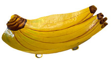 Tigela de frutas banana metal pintada à mão com pés linda tinta amarela 10” X 6” comprar usado  Enviando para Brazil